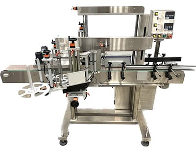 Front and back bottle labeler